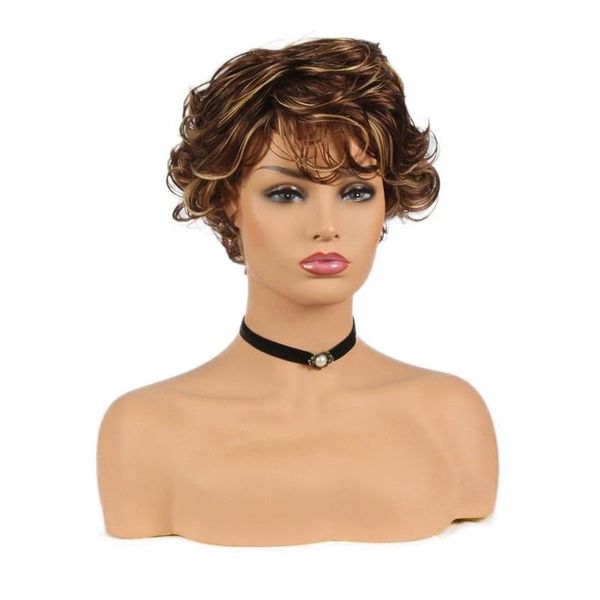

synthetic wigs dai weier fashion afro kinky short curly brown for women african american ombre hair, Black