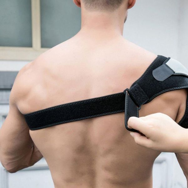 

recommend single shoulder straps back support adjustable bandage reinforced training accessories, Black;blue