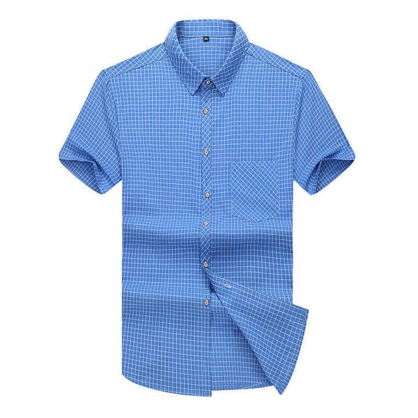 

big size men 5xl 6xl 7xl loose style summer short sleeve cotton casual plaid shirts 210528, White;black