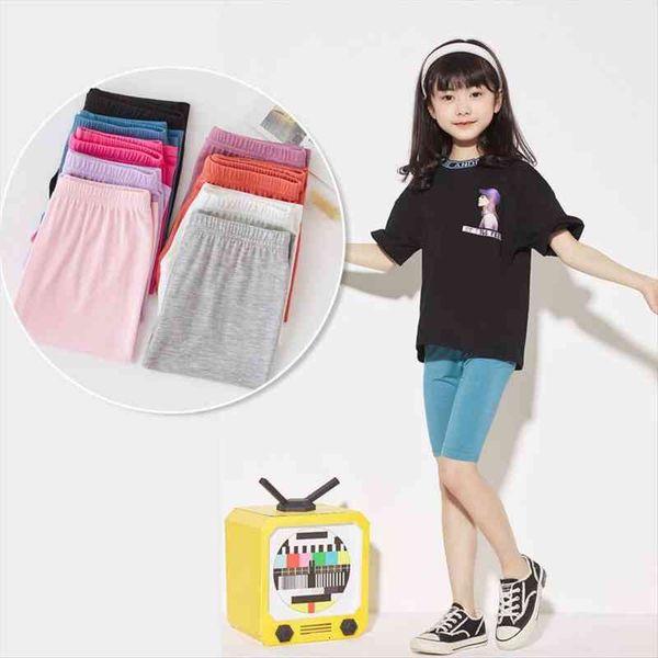 

leggings girl pants kids cropped trousers childrens pants modal five point leggins 3-8 years, Blue