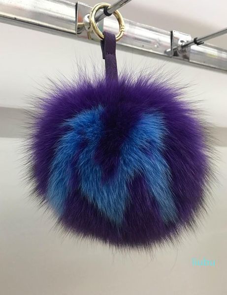 Personalizado 15 cm Big Fluffy Bugs Pompon Keychain Luxo Alfabeto Fox Fur Ball Pom Pom Pom Chaveiro Backpack Saco