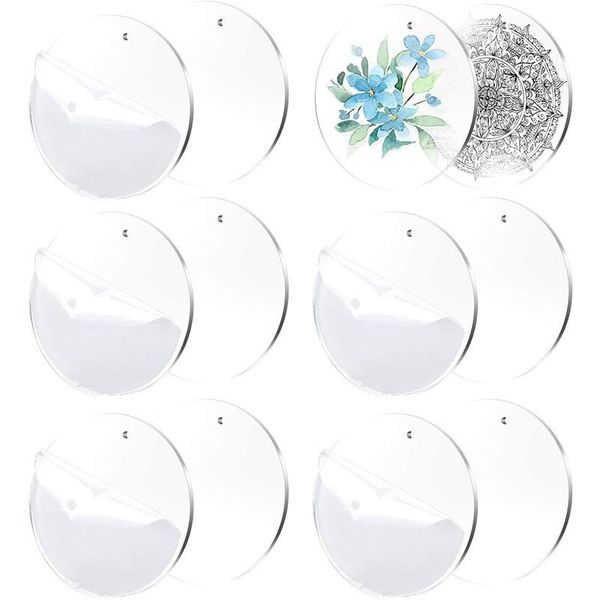 

novelty items 100 pieces 2 inch clear acrylic keychains blanks with hole,durable disc perfect for diy crafts(1/8 thick)