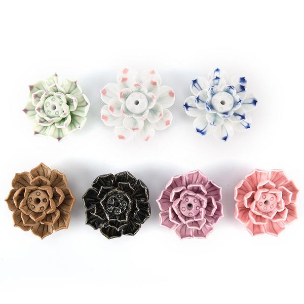 

fragrance lamps ceramic incense burner stick holder lotus catcher plate natural 1/3 holes