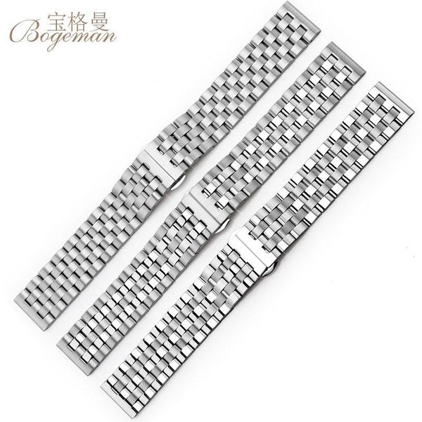 

watch bands 16mm 18mm 20mm 22 mm 24mm stainless steel bracelet butterfly silver substitute gift installation tool, Black;brown