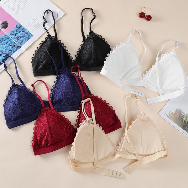 

bras lace push up bra with padding solid color hollow women's gather seamless backless clothing for girl lingerie, Red;black