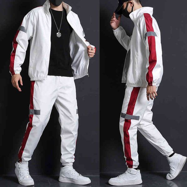 

men's tracksuits 2021 men fashionable spring sweatpants reflexive autumn training set thin trimmings sweat suits, Gray