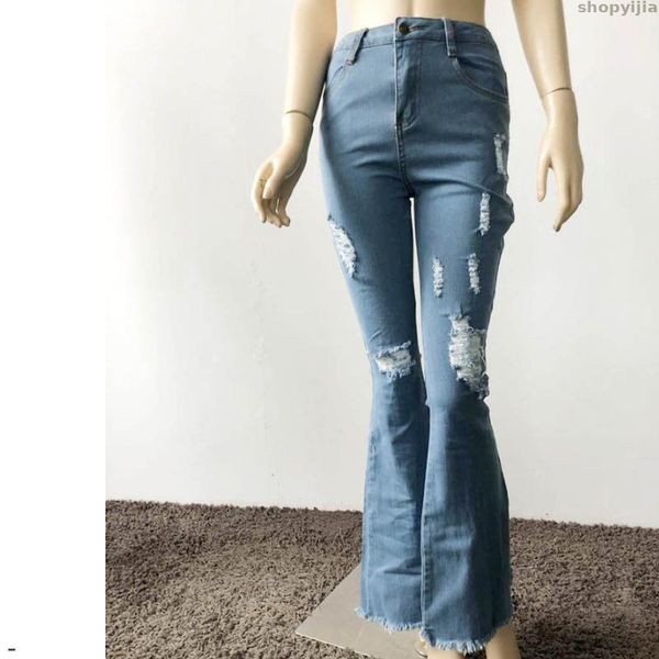 

women's jeans bell bottom for ladies women distressed plus size high waisted flare wide leg denim pant hole ripped boyfriend, Blue