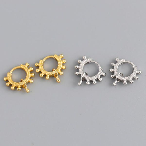 

hoop & huggie 1pair simple 925 sterling silver beads earrings for women 2021 trend fashion jewelry piercing round teens, Golden;silver