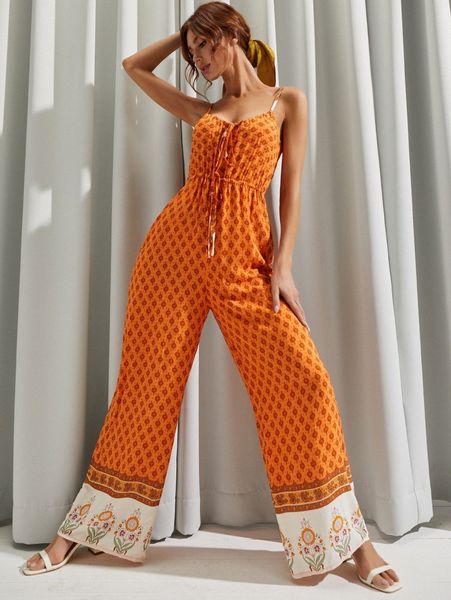 

luukse allover print cami jumpsuit h5cu#, White