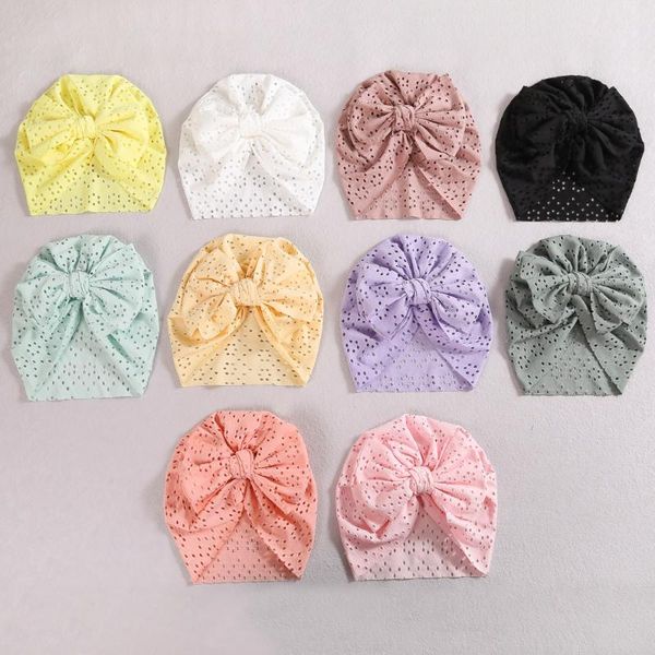 

hair accessories big bows baby bonnet cap solid color summer mesh born girl boy hat soft breathable infant toddler turban beanies headwrap, Slivery;white