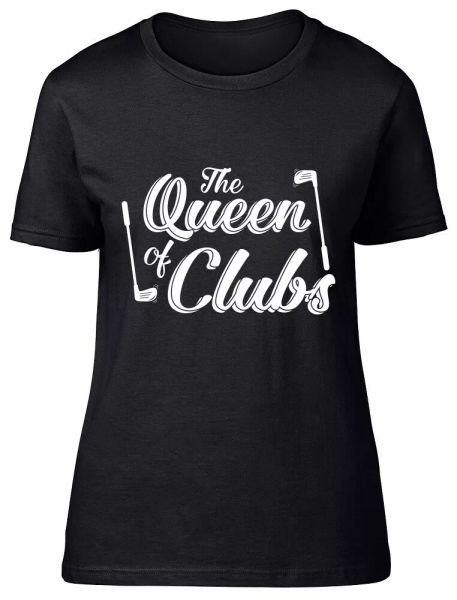 

the queen of clubs fitted womens ladies t shirt, White;black