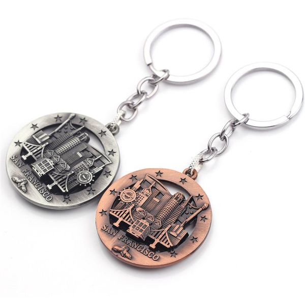 

keychains 2021 fashion arrival san francisco keychain zinc alloy vintage key chain for us travel souvenir holder, Silver