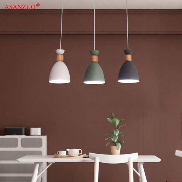

pendant lamps nodic lamp led hanging lights lighting wood modern multiple colour for restaurant dining room bedroom
