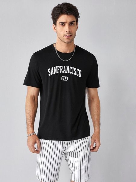 

men letter graphic tee x91v#, White;black