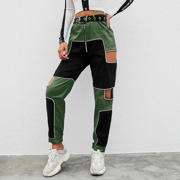 

women's jeans 2021 harajuku pants women joggers patchwork streetwear trousers hollow out plus size dance hip hop sweatpants, Blue