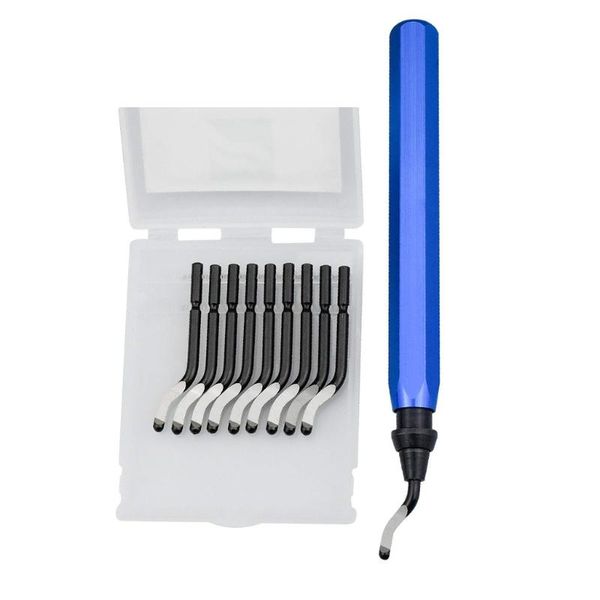 

professional hand tool sets handle burr metal deburring remover cutting with 10pcs rotary deburr blades removing for aluminium copper wooden
