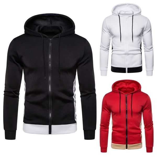 

2019 new wear men's contrast color splicing hoodie jacket, Black