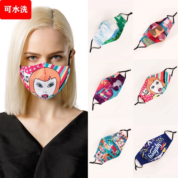 

printed polyester adjustable earhook digital protective dust and haze mask
