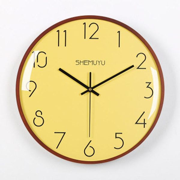 

wall clocks silent nordic modern design simple yellow art living room decoration clock reloj pared home mm50wc