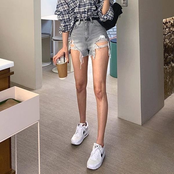 

women's shorts loose straight large size summer female high waist denim jeans casual solid trousers wide leg streetwear, White;black