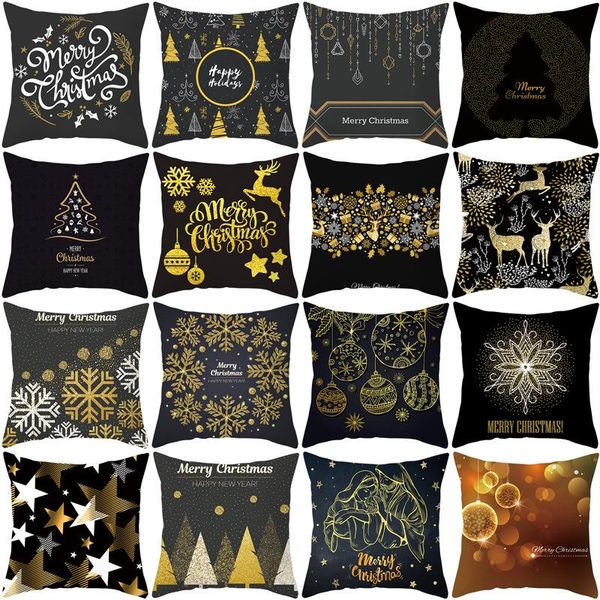 

cushion/decorative pillow gold case black golden painted pillowcase decorative christmas cushion cover for sofa pillows decor home