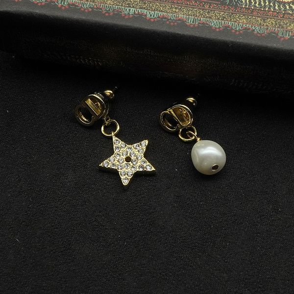 

design jewelry letters irregular pendant stars full of diamonds pearl fashion ins women's earrings, Silver