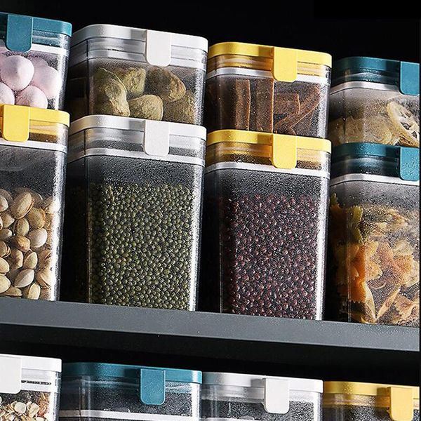 

storage bottles & jars transparent plastic sealed kitchen refrigerators keep fresh box organizations #2