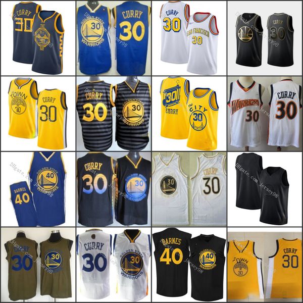

golden state warriors men #40 harrison barnes #30 stephen curry retro basketball jersey, Black