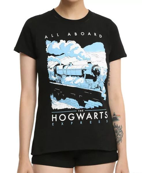 

harry potter all aboard hogwarts express girls women's t-shirt new licensed, White;black