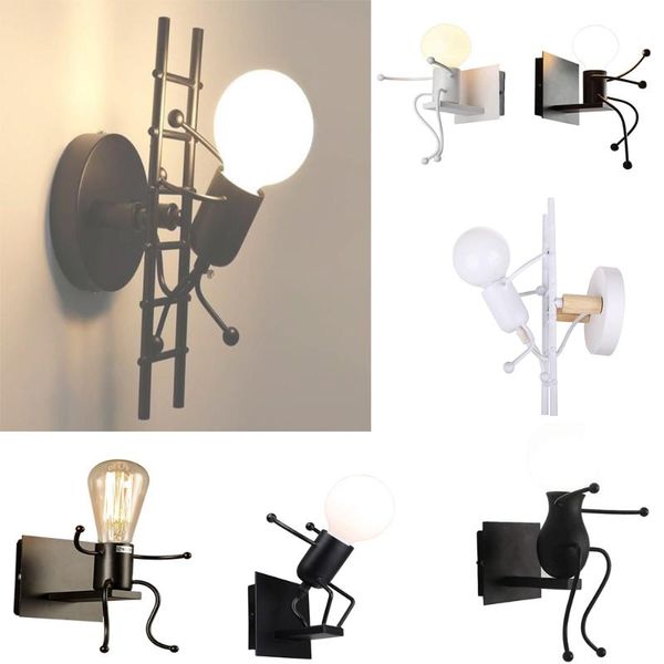 

minimalist wall lamp retro industrial wind wrought iron villain light corridor children's room bedroom bedside lamps