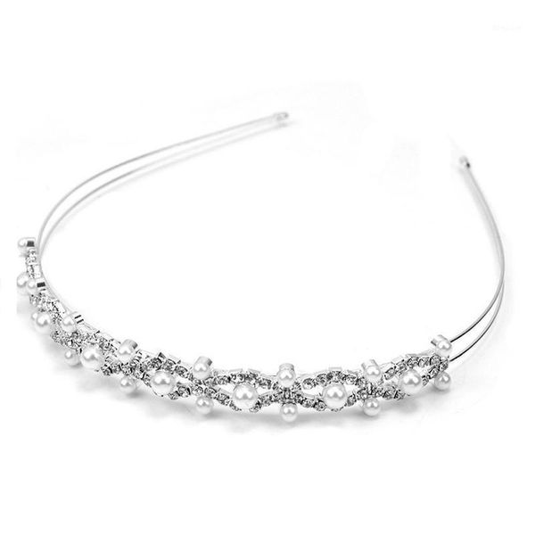 

rhinstone pearl decor wedding bridal hair barrettes hairband headband tiara (silver )1