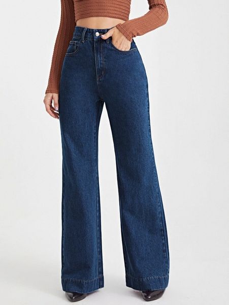

high waist wide leg jeans t5tr#, Blue