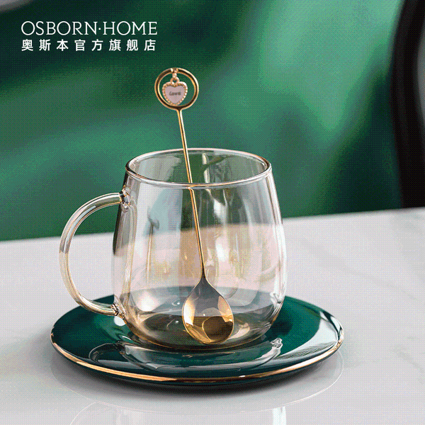 

creative light luxury glass coffee cup milk tea cups set with holder wine glasses