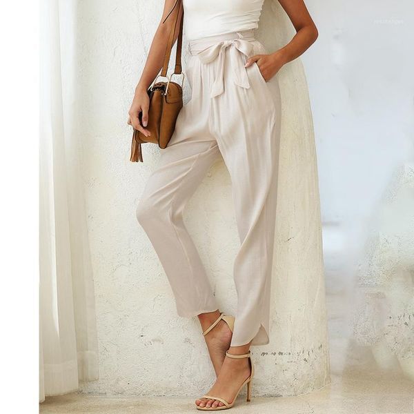 

women's pants & capris summer solid color strappy casual loose cropped women, Black;white