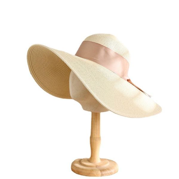 

wide brim hats maxsiti u summer visor hat seaside holiday beach women hand woven fashionable straw bowknot sun, Blue;gray