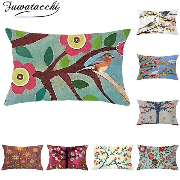 

cushion/decorative pillow fuwatacchi colorful tree flower pattern cushion covers polyester pillowcase for home sofa decorative throw 30*50cm