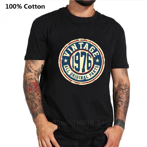 

men's t-shirts made in 1976 all original parts novelty birthday t shirt men short sleeve clothes vintage cotton tshirt 43th anniversary, White;black