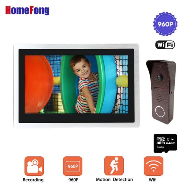 

video door phones homefong 10 inch wireless intercom doorbell ahd 960p remote unlock talk motion record alarm wifi phone for home