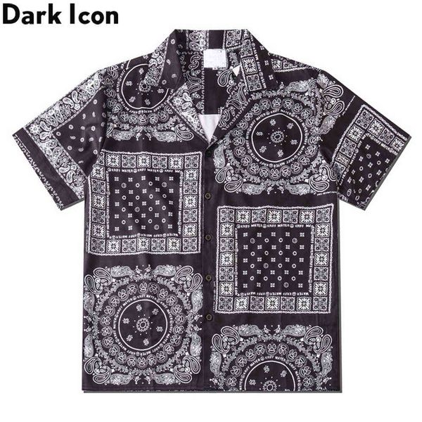 

black bandana polo shirt men summer light weight hawaiian men 210603, White;black