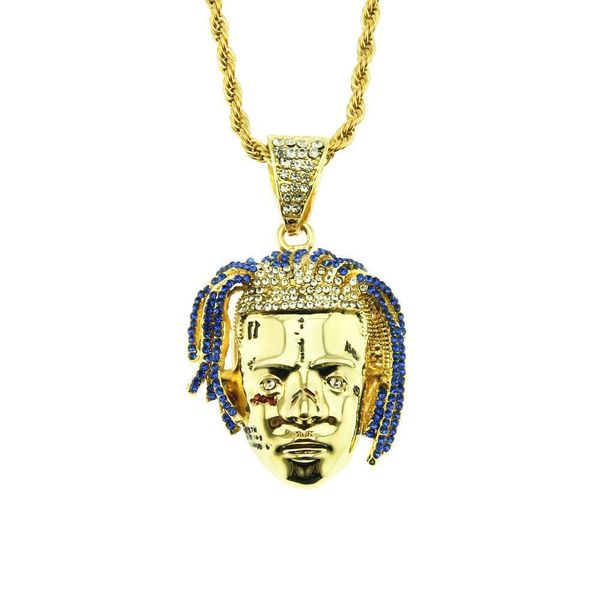 

2020 designer necklace european and american hip-hop singer xxxtentacion head pendant necklace men's personalized jewelry accessories p, Black