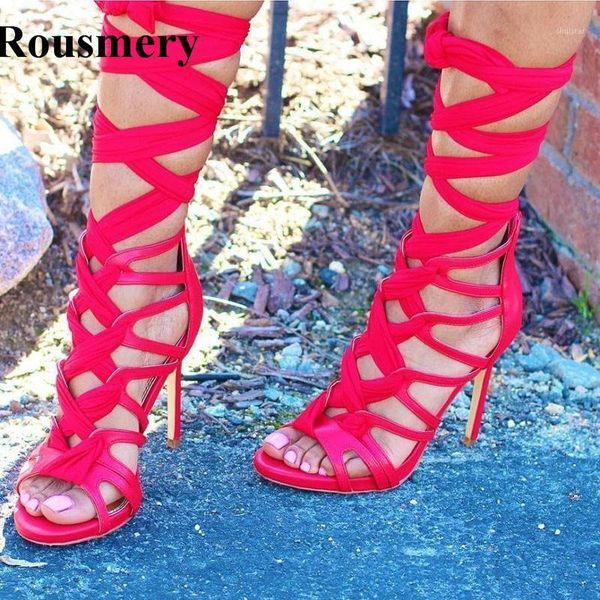 

boots design women fashion open toe lace-up gladiator thin heel cut-out ankle wrap high sandal1, Black