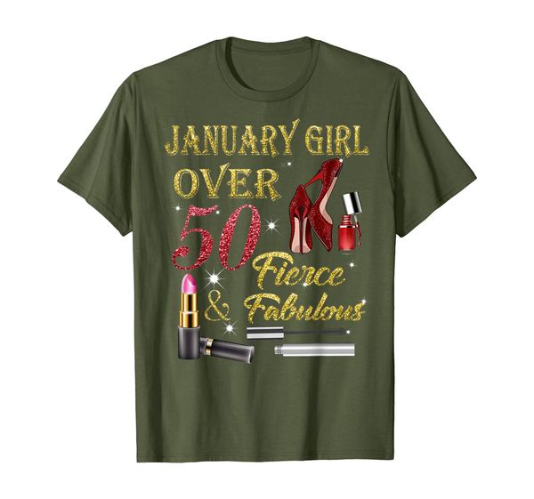 

january girl over 50 fierce and fabulous since 1968 tshirt, White;black