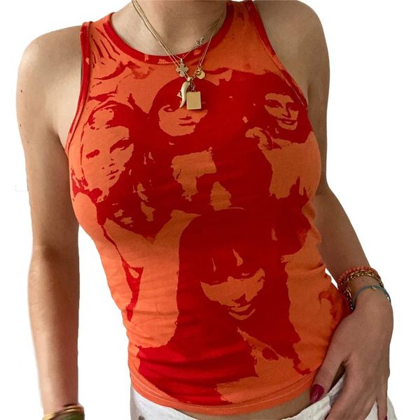 

women's tanks & camis women digital print sleeveless vest slim fit round collar pullover for summer, s-xl, White