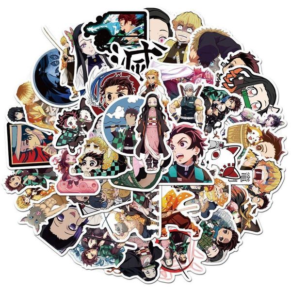 

kimetsu no yaiba cartoon 50 sheets anime printing sticker waterproof can be pasted repeatedly