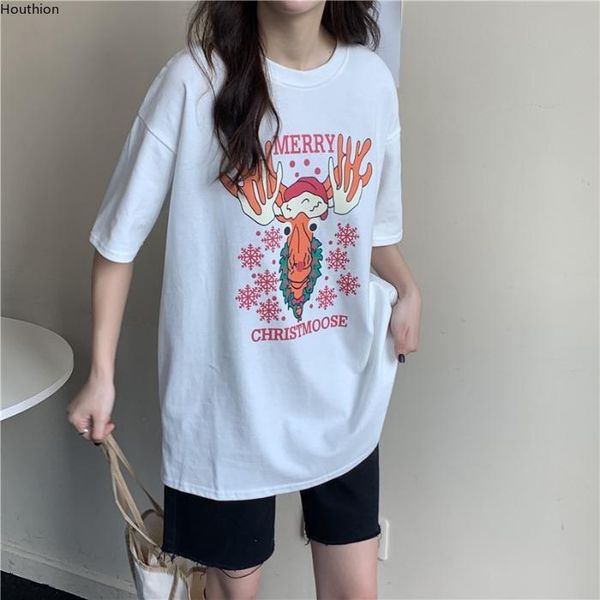 

print women's t-shirt loose o-neck tshirt short sleeve ashion casual plus size cotton t shirt office lady summer, White