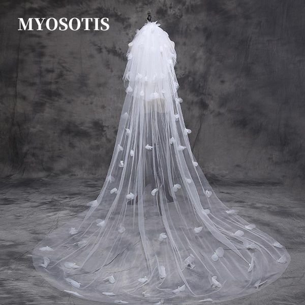 

bridal veils elegant 3-layers ivory/white veil wedding long with silk yarn 3d flower dress accessories, Black