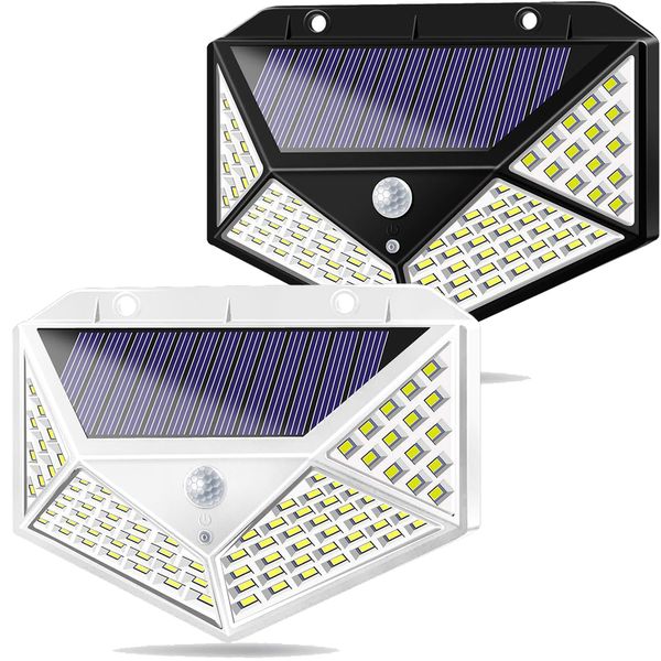 

a2 solar lamp power night light 4-side pir motion sensor lantern 100led lamp 2200ma outdoor wall garden yard driveway fence