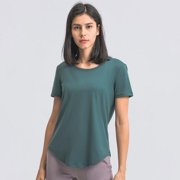 

ultralight naked-feel workout yoga fitness t-shirt women hip-length plain running gym sport short sleeve shirts outfit