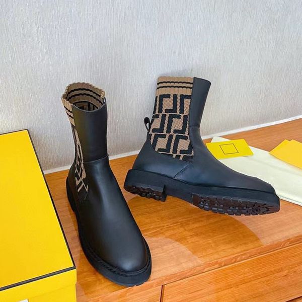 

weave design ankle boots for women sqaure heels genuine leather patchwork shoes fashion designer luxury brand chic shoes new ff, Black