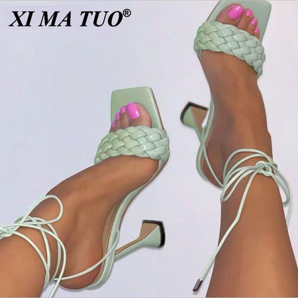 

dress shoes women sandals hollow cross-tied weave fashion cozy leather peep toe ankle strap ladies strange heels pumps, Black